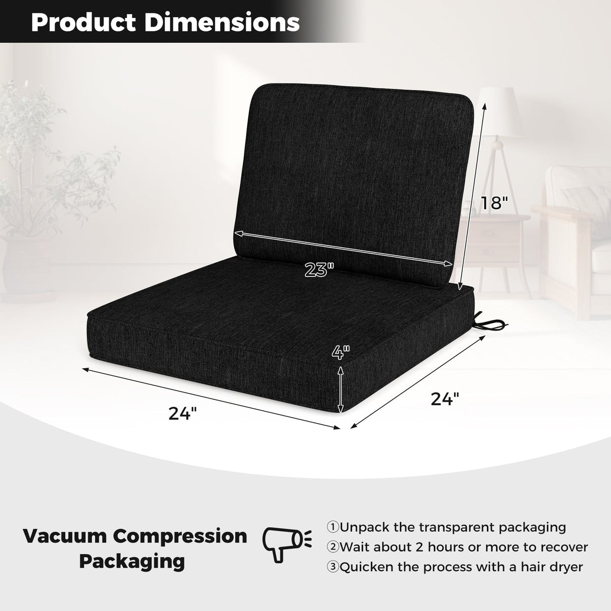 2-Pack Outdoor Patio Cushions