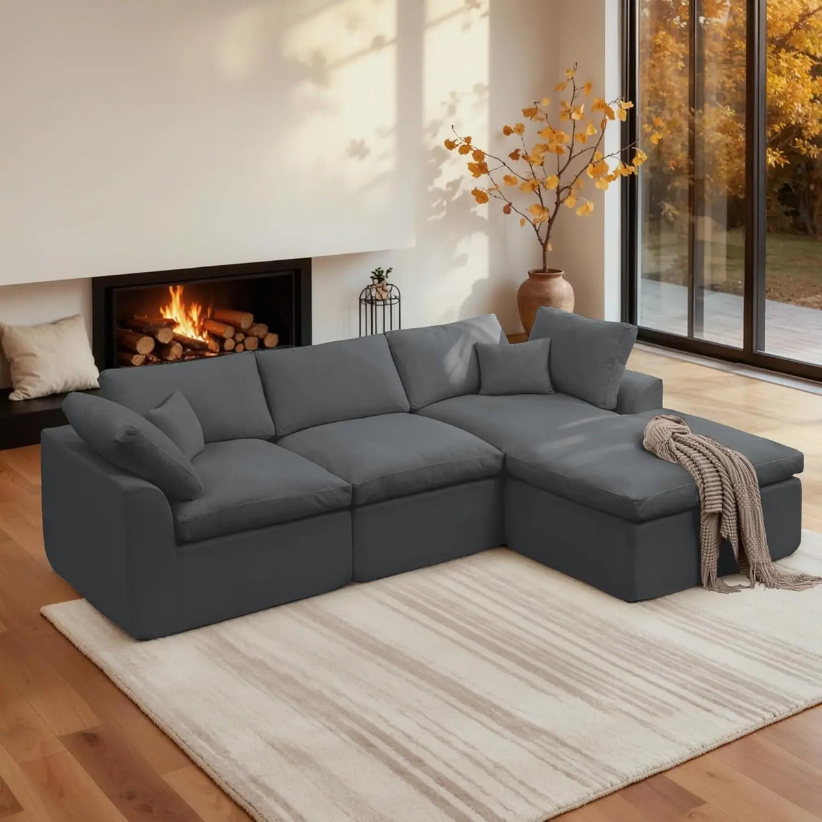 110" Modular Sectional Sofa with Ottoman