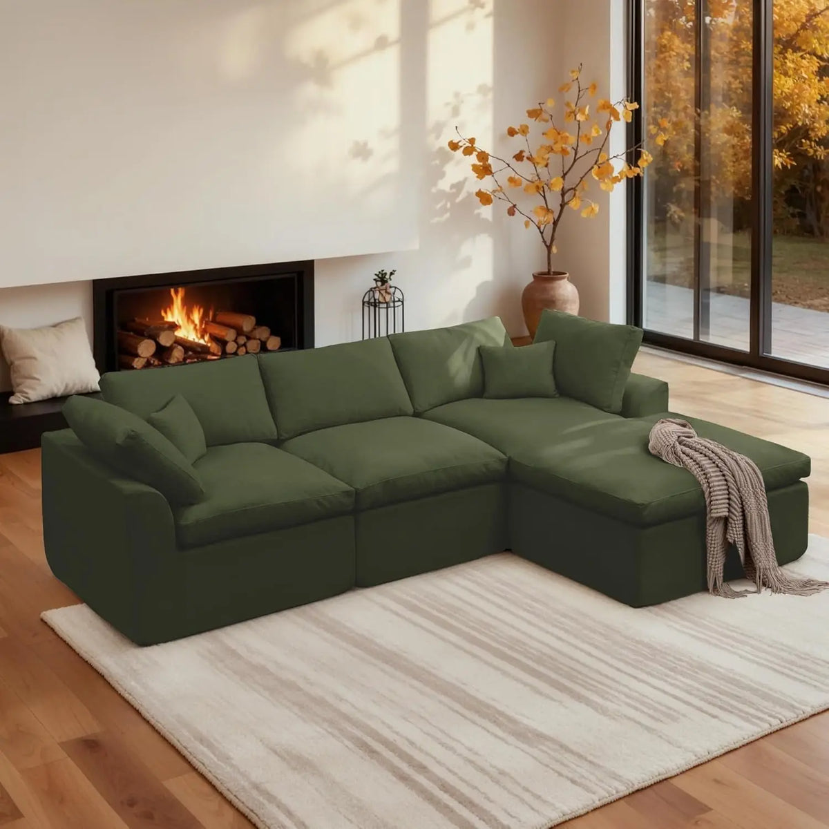 110" Modular Sectional Sofa with Ottoman