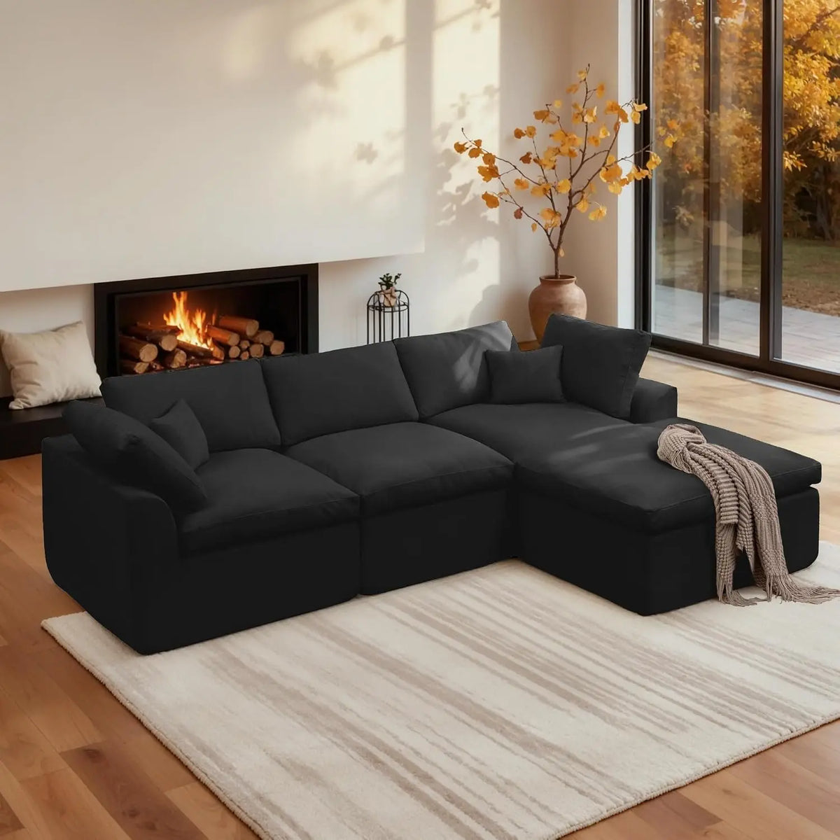 110" Modular Sectional Sofa with Ottoman