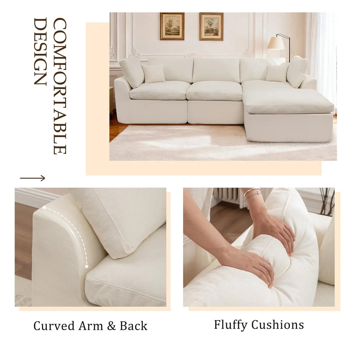 110" Modular Sectional Sofa with Ottoman