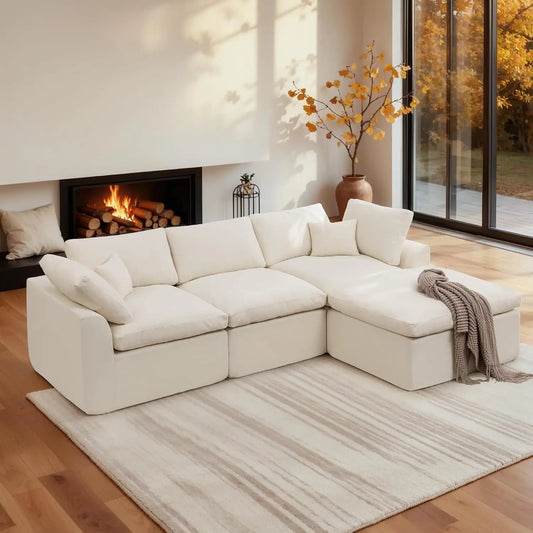 110" Modular Sectional Sofa with Ottoman