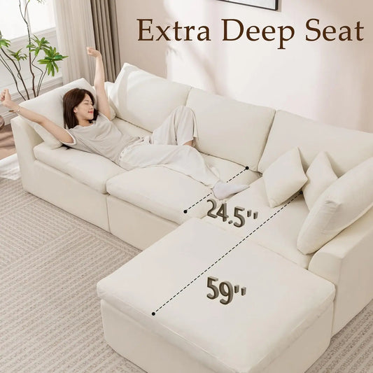 110" Modular Sectional Sofa with Ottoman