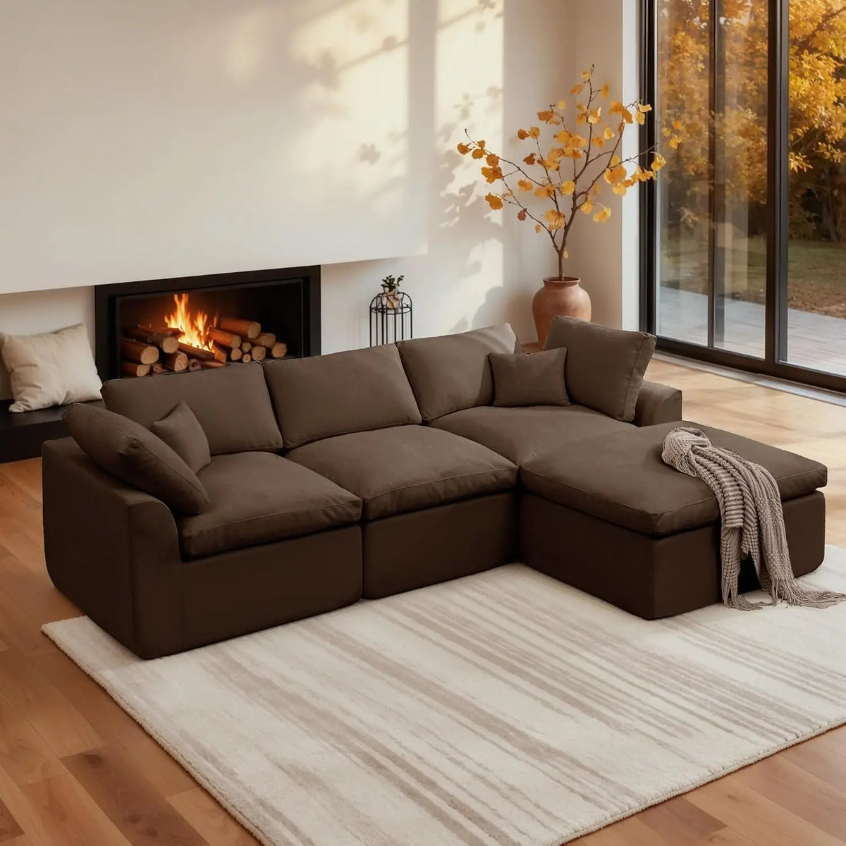 110" Modular Sectional Sofa with Ottoman